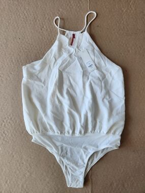 Francesca's dina be White Halter One-Piece Bodysuit